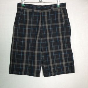 Burnside Boys Black/Blue/Gray Plaid Shorts